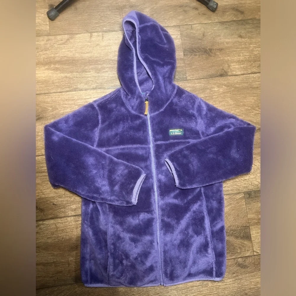 LL Bean purple Purple Fleece Zip-Up Hoodie size L 14-16